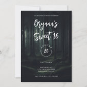 黄昏の気配漂うダークムーディーな森の木々 Sweet 16 招待状 (正面)