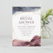 黄昏の水彩幾何学モダン ブライダルシャワー 招待状 (スタンド正面)