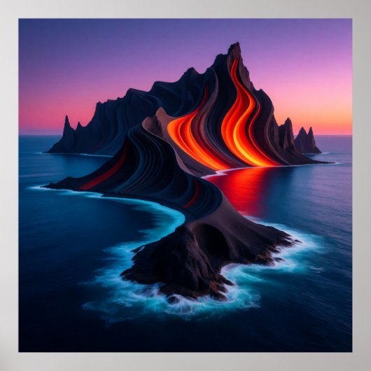黄昏の火山島 🌋 ポスター (正面)