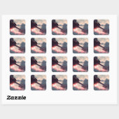 黄昏の雲上の未来的なプラットフォーム スクエアシール (シート)