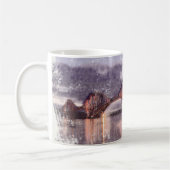 黄昏時のフォース橋の水彩画 コーヒーマグカップ (左)