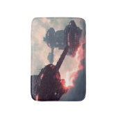 黄昏時の雲の上の未来都市のプラットフォーム バスマット (正面縦)