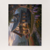 黄昏時の魔法の石の小屋 ジグソーパズル (縦)