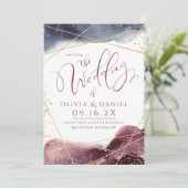 黄昏 水彩 幾何学的なカリグラフィー 結婚式 招待状 (スタンド正面)