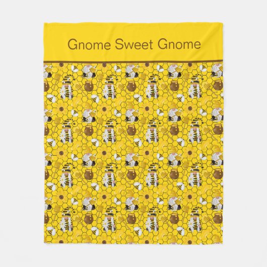 黄格言ミツバチとハチミツパーソナライズされたかわいい フリースブランケット (正面)