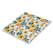 黄橙色のフローラデイジー模様の花 タイル (側面)