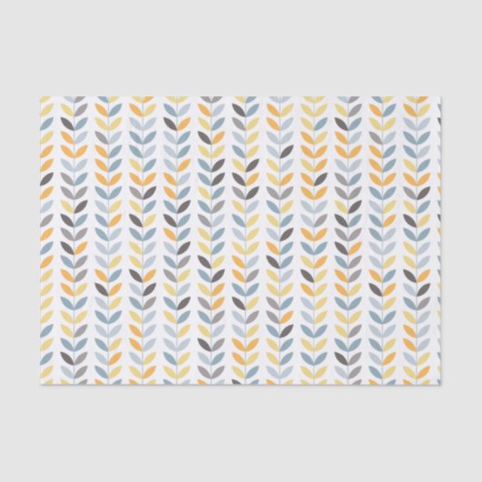黄橙色のブルーグレーのスカンジナビア人パターン 薄葉紙 (正面)
