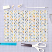 黄橙色のブルーグレーのスカンジナビア人パターン 薄葉紙 (クラフト)