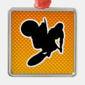 黄橙色のモトクロスの鞭 メタルオーナメント (正面)