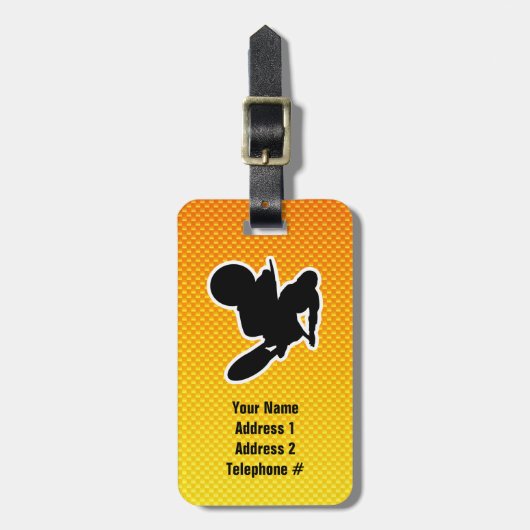 黄橙色のモトクロスの鞭 ラゲッジタグ (正面縦)