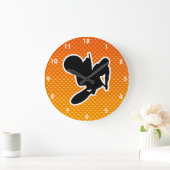 黄橙色のモトクロスの鞭 ラージ壁時計 (ホーム)