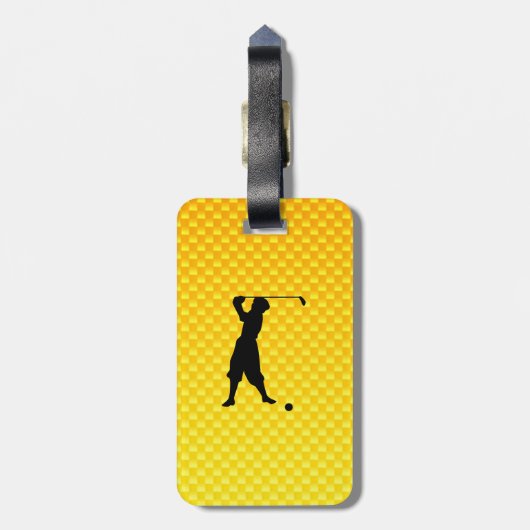 黄橙色のヴィンテージのゴルファー ラゲッジタグ (裏面縦)