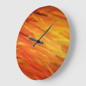 黄橙色の抽象美術の絵画 ラージ壁時計 (傾斜)