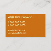 黄橙色の茶色のしぶきのモノグラムのカスタム・カード 名刺 (裏面)