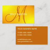 黄橙色の茶色のしぶきのモノグラムのカスタム・カード 名刺 (正面/裏面)