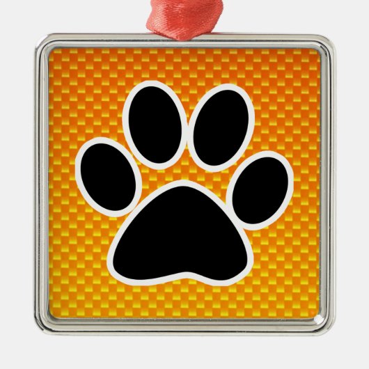 黄橙色の足のプリント メタルオーナメント (正面)