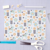 黄橙色の青いスカンジナビアの民芸パターン 薄葉紙 (クラフト)