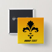 黄橙色の（紋章の）フラ・ダ・リ 缶バッジ (正面&裏面)