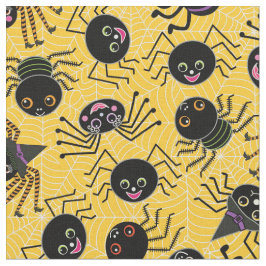 黄橙色ハロウィンのかわいいくも ファブリック