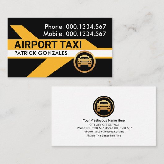 黄機空港タクシー運転手 名刺 (正面/裏面)