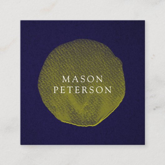 黄水エレガント色ブラシ円のロゴシンプルの スクエア名刺 (正面)