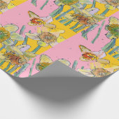 黄水仙ピンク春の花水彩 ラッピングペーパー (角)