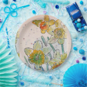 黄水仙花模様紙パーティープレート ペーパープレート (パーティー)