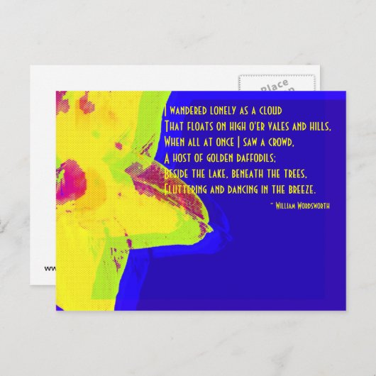 黄水仙；ウィリアム・ワーズワースの詩はがき ポストカード (正面/裏面)