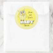 黄水玉模様フクロウ |ベビーシャワーテーマ ラウンドシール (バッグ)