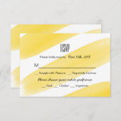 黄水色のストライプ結婚式RSVPカード 出欠カード (正面/裏面)