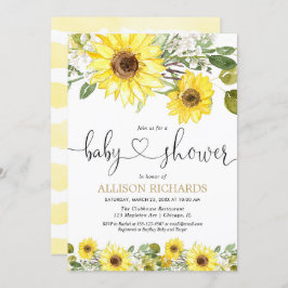 黄水色ヒマワリのベビーシャワー 招待状