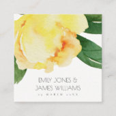 黄水色フローラ結婚パーソナライズされたズ スクエア名刺 (正面)