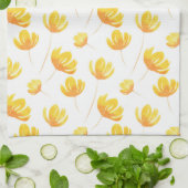 黄水色花模様 キッチンタオル (折り畳み)