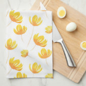 黄水色花模様 キッチンタオル (四つ折り)