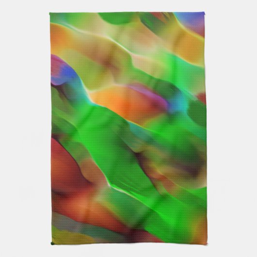 黄泉と色のレリーフ、 浮き彫り、緑が優勢 キッチンタオル (縦)