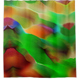 黄泉と色のレリーフ、 浮き彫り、緑が優勢 シャワーカーテン