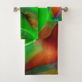 黄泉と色のレリーフ、 浮き彫り、緑が優勢 バスタオルセット