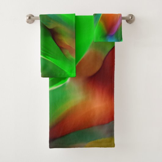 黄泉と色のレリーフ、 浮き彫り、緑が優勢 バスタオルセット (インサイチュ)