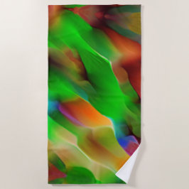 黄泉と色のレリーフ、 浮き彫り、緑が優勢 ビーチタオル