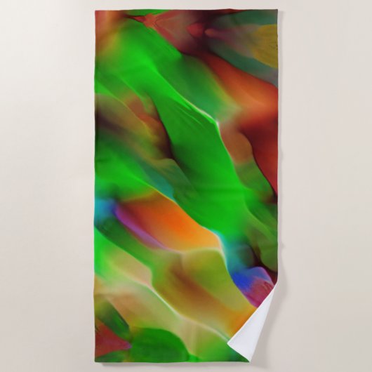 黄泉と色のレリーフ、 浮き彫り、緑が優勢 ビーチタオル (正面)