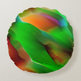 黄泉と色のレリーフ、 浮き彫り、緑が優勢 ラウンドクッション