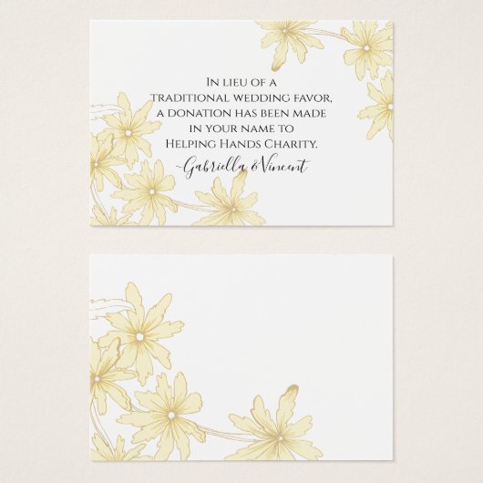 黄淡い色のデイジーの結婚チャリティカード (正面&裏面)