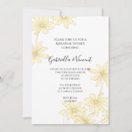 黄淡い色のデイジー結婚のリハーサル 招待状
