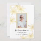 黄淡い色のデイジー花死記念日 招待状 (正面)