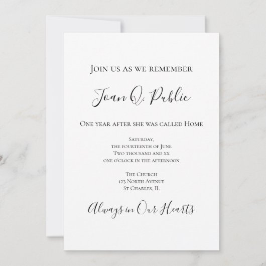 黄淡い色のデイジー花死記念日 招待状 (裏面)