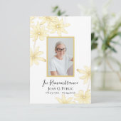 黄淡い色のデイジー花葬儀悔やみや弔慰 サンキューカード (スタンド正面)