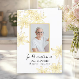 黄淡い色のデイジー花葬祭折り畳み プログラム