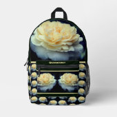 黄淡い色のローズイン開花鏡パーソナライズされた プリントバックパック (正面)