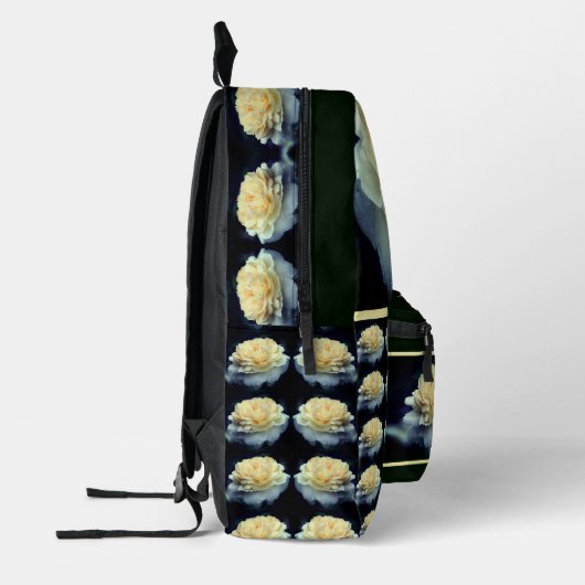 黄淡い色のローズイン開花鏡パーソナライズされた プリントバックパック (左)