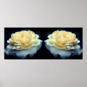 黄淡い色のローズイン開花鏡抽象芸術 ポスター (正面)